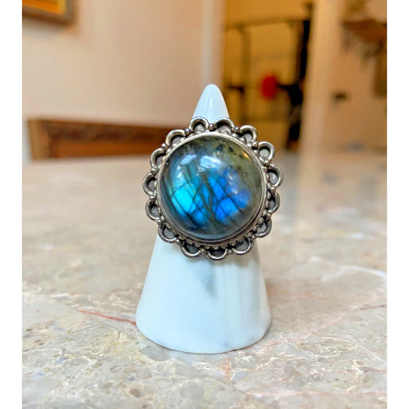 Multicolor Iridescent Sterling Silver Ring Size 5.5 - Picture 1 of 7